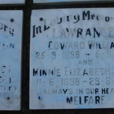 LAWRANCE Edward William 1898-1983 &amp; Minnie Elizabeth Pearl 1898-1987