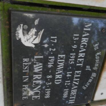 LAWRENCE Edward 1916-1998 &amp; Margaret Elizabeth 1915-1980