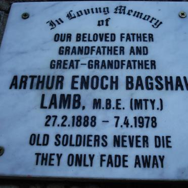 LAMB Arthur Enoch Bagshaw 1888-1978