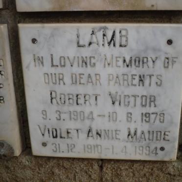 LAMB Robert Victor 1904-1978 &amp; Violet Annie Maude 1910-1994