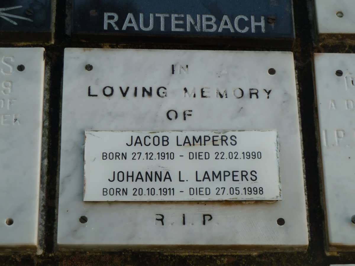 LAMPERS Jacob 1910-1990 &amp; Johanna L. 1911-1998