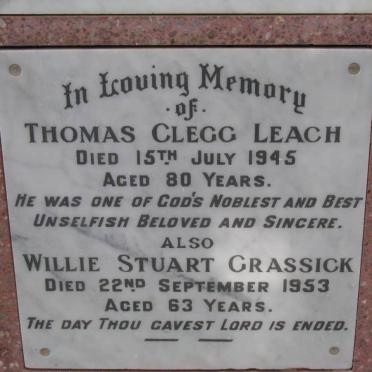 LEACH Thomas Clegg -1945 :: GRASSICK Willie Stuart -1953