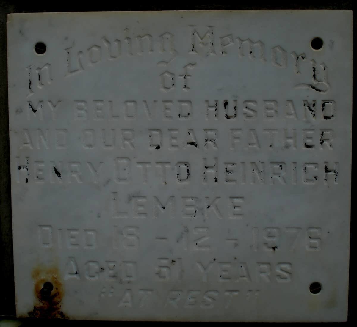 LEMBKE Henry Otto Heinrich -1976