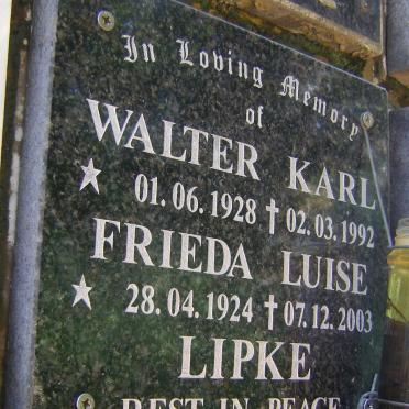 LIPKE Walter Karl 1928-1992 &amp; Frieda Luise 1924-2003