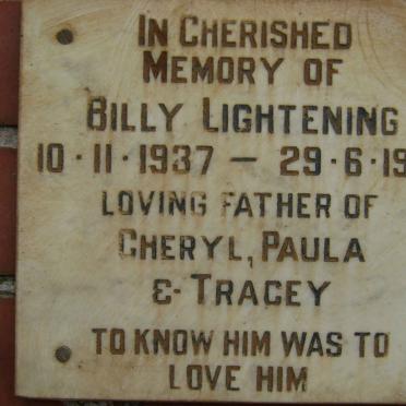 LIGHTENING Billy 1937-1988
