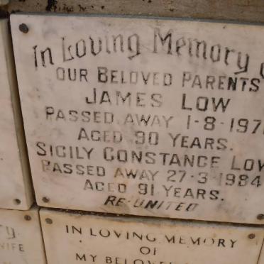 LOW James -1971 &amp; Sicily Constance -1984