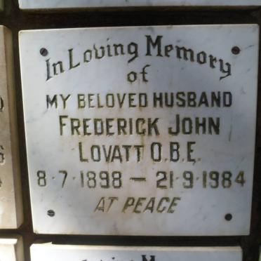 LOVATT Frederick John 1898-1984