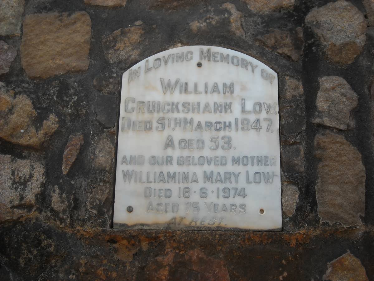 LOW William Cruickshank -1947 &amp; Williamina Mary -1974