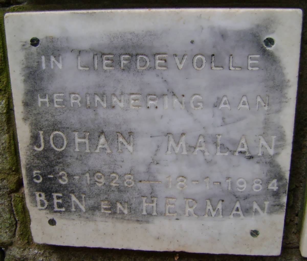 MALAN Johan 1928-1984