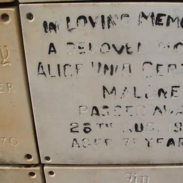 MALONE Alice Unid Gertrude -1971