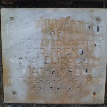 MATHEWSON Mona Elizabeth 1898-1978