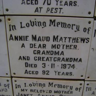 MATTHEWS Annie Maud -1974