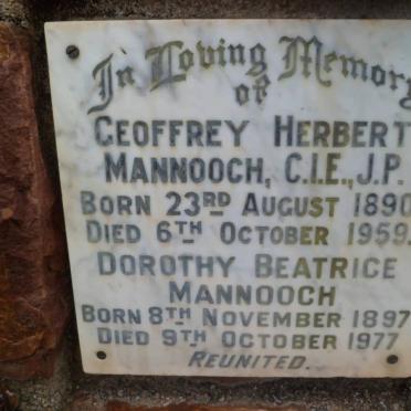 MANNOOCH Geoffrey Herbert 1890-1959 &amp; Dorothy Beatrice 1897-1977