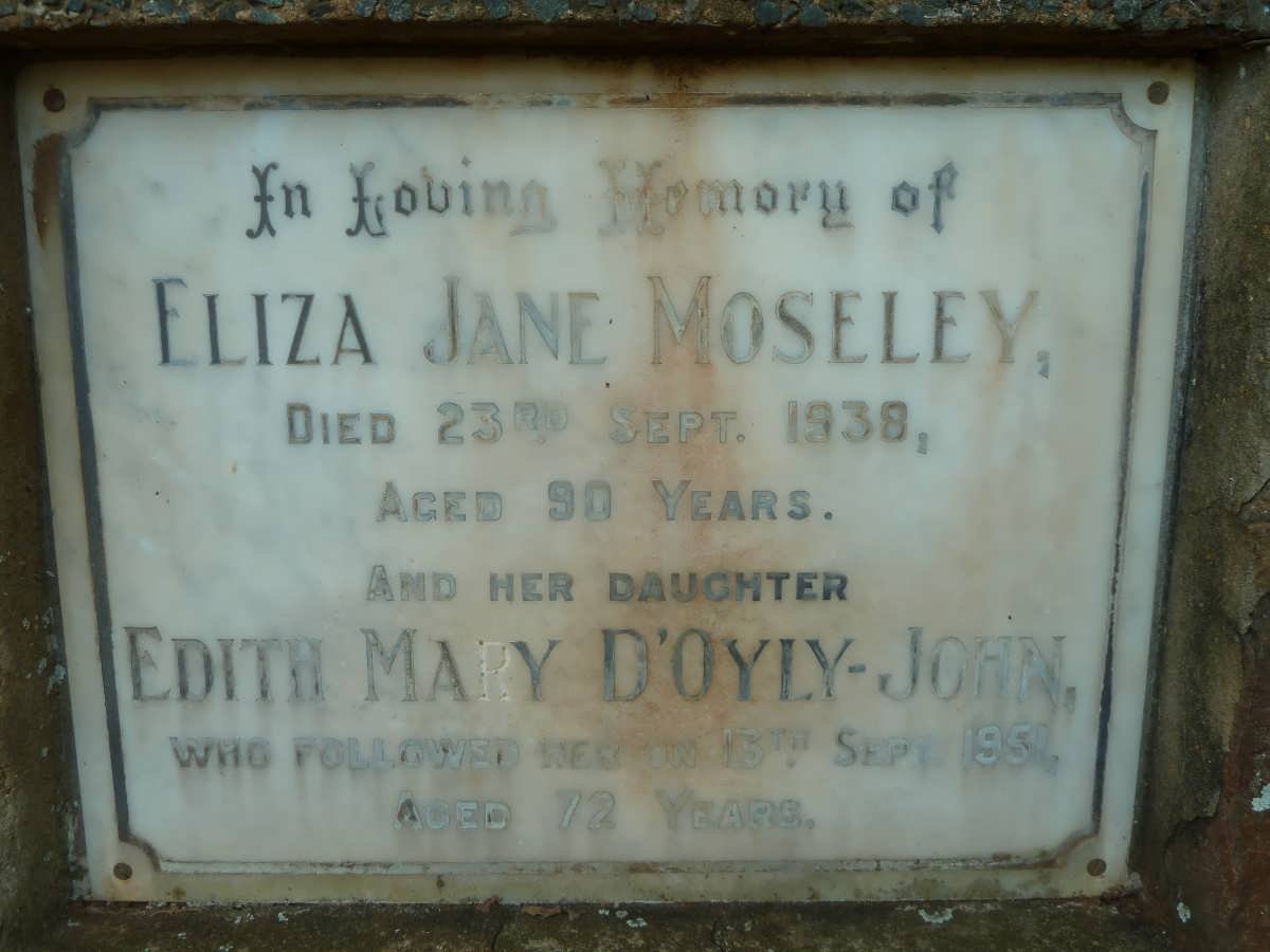 MOSELEY Eliza Jane -1938 :: D'OYLY-JOHN Edith Mary -1951
