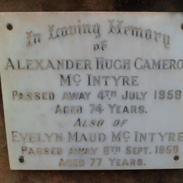 Mc INTYRE Alexander Hugh Cameron -1958 &amp; Evelyn Maud -1959