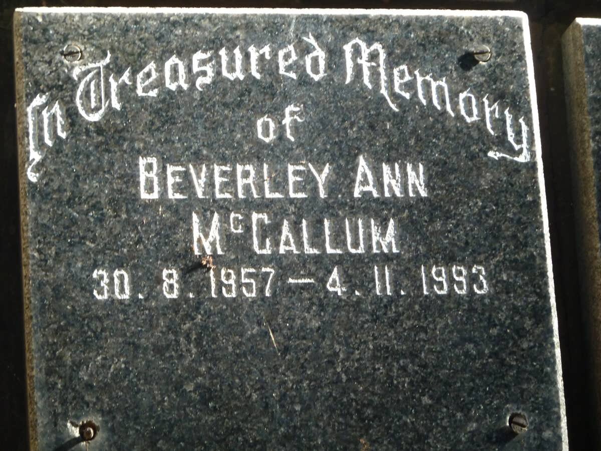 McCALLUM Beverley Ann 1957-1993