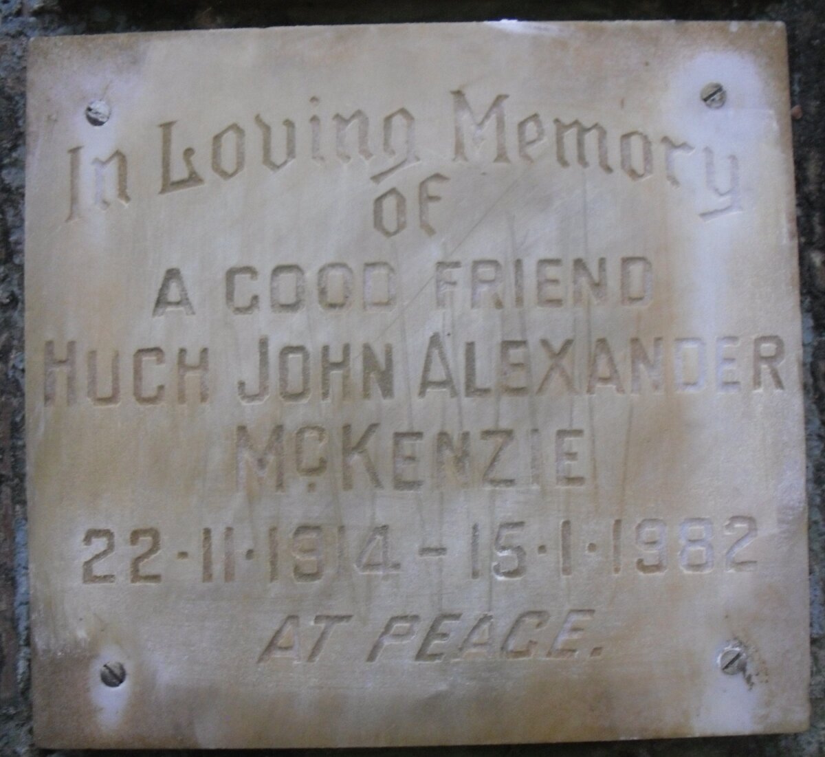 McKENZIE Hugh John Alexander 1914-1982