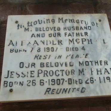 McPHAIL Alexander 1907-1972 &amp; Jessie PROCTOR 1907-1977