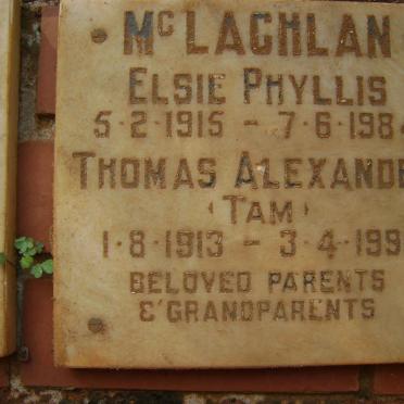McLAGHLAN Thomas Alexander 1913-1991 &amp; Elsie Phyllis 1915-1984