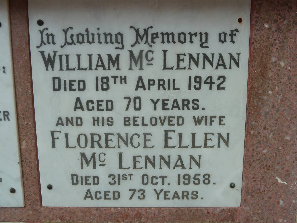 McLENNAN William -1942 &amp; Florence Ellen -1958