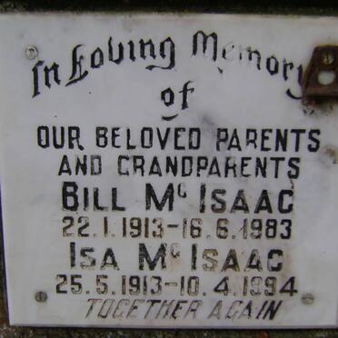 Mc ISAAC Bill 1913-1983 &amp; Isa 1913-1994