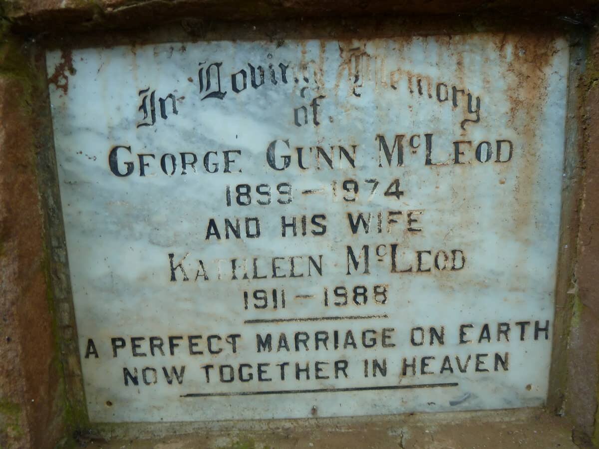 McLEOD George Gunn 1899-1974 &amp; Kathleen 1911-1988