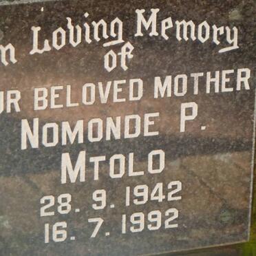 MTOLO Nomonde P. 1942-1992