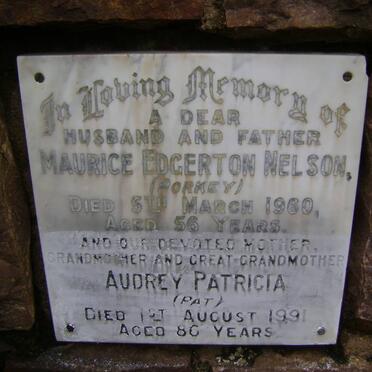 NELSON Maurice Edgerton -1960 &amp; Audrey Patricia -1991