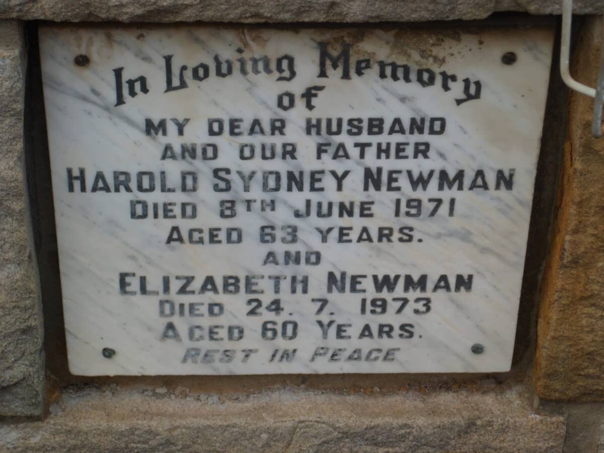 NEWMAN Harold Sydney -1971 &amp; Elizabeth -1973
