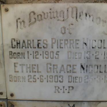 NICOLLE Charles Pierre 1905-1973 &amp; Ethel Grace 1903-1988
