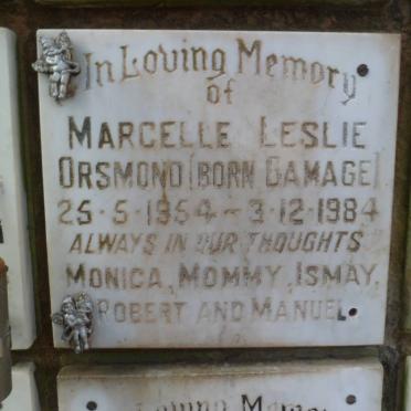 ORSMOND Marcelle Leslie nee GAMAGE 1954-1984