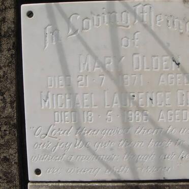 OLDEN Micheal Laurence -1986 &amp; Mary -1971