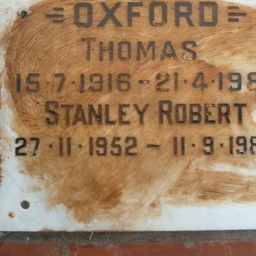 OXFORD Thomas 1916-1981 :: OXFORD Stanley Robert 1952-1988