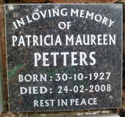 PETTERS Patricia Maureen 1927-2008