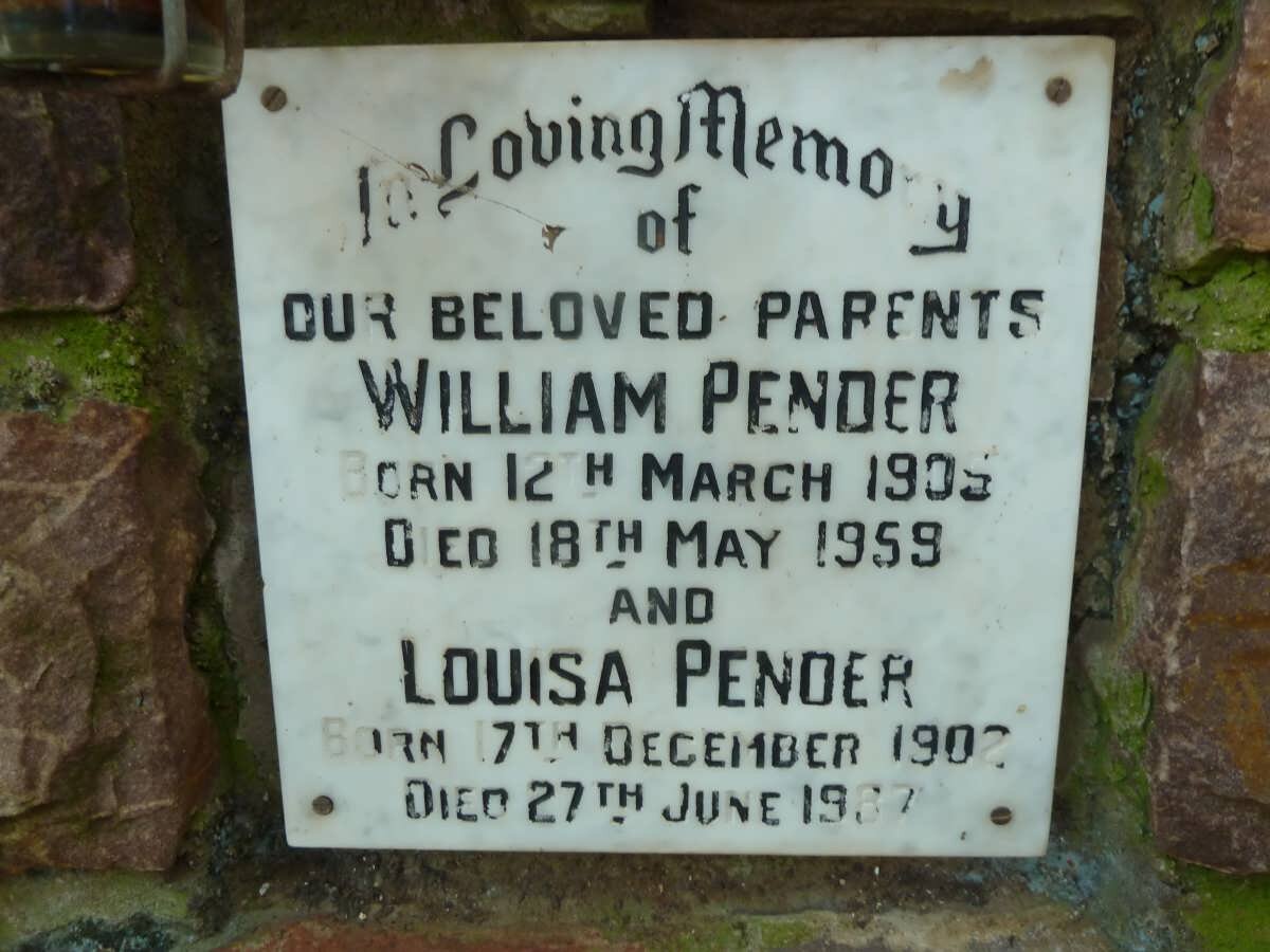PENDER William 1909-1959 &amp; Louisa 1902-1987