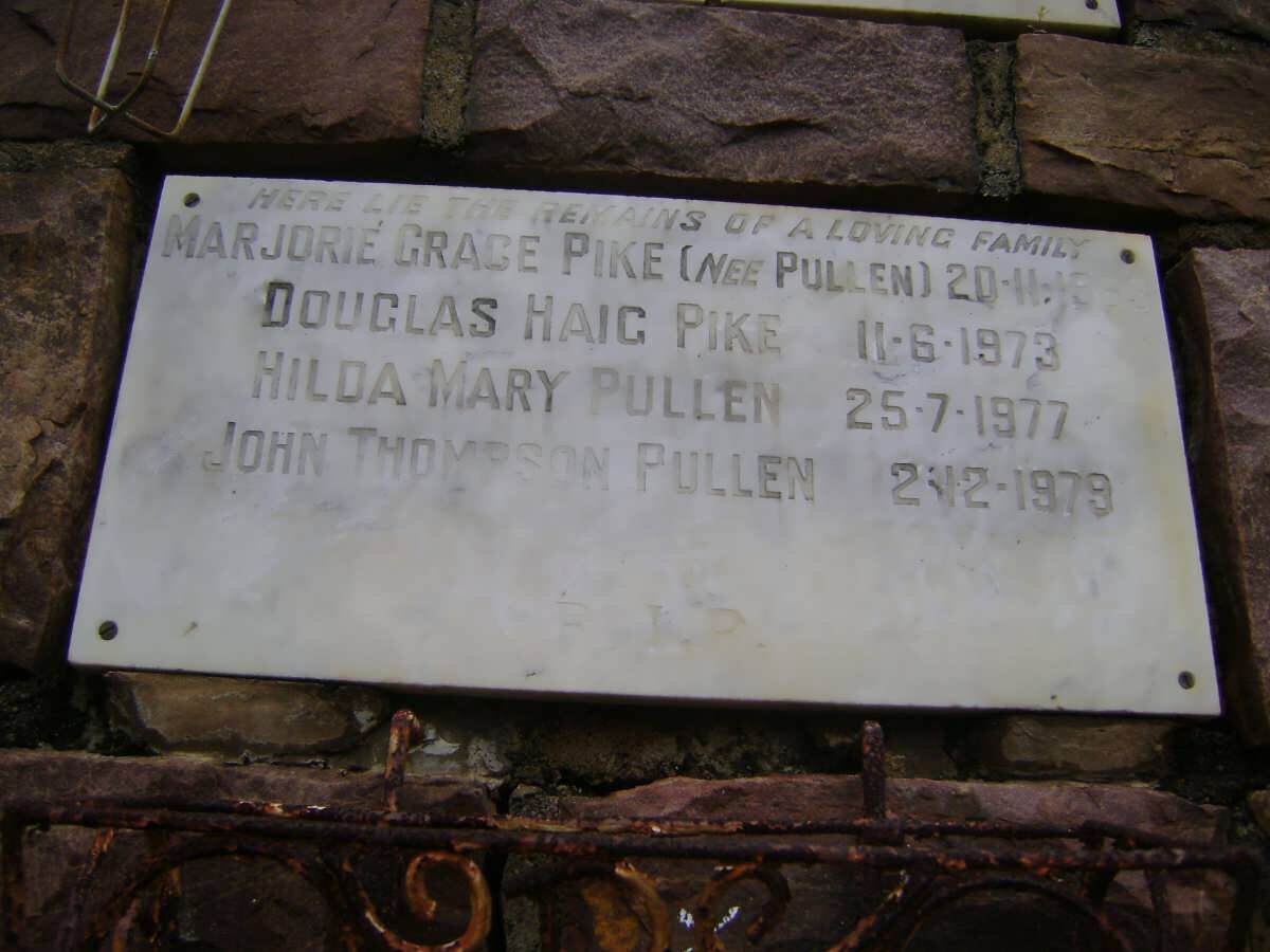 PIKE Douglas Haig -1973 &amp; Marjorie Grace PULLEN -1963 :: PULLEN John Thompson -1979 &amp; Hilda Mary -1977