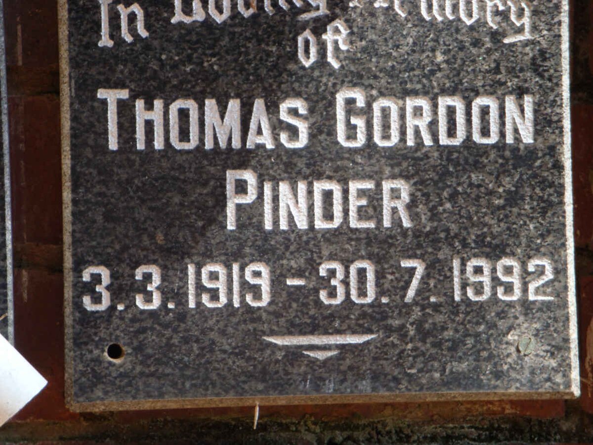 PINDER Thomas Gordon 1919-1992