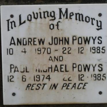 POWYS Andrew John 1970-1985 :: POWYS Paul Michael 1974-1985