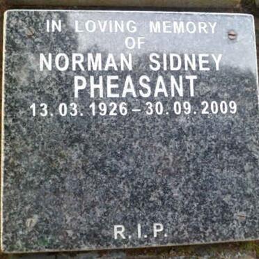 PHEASANT Norman Sidney 1926-2009