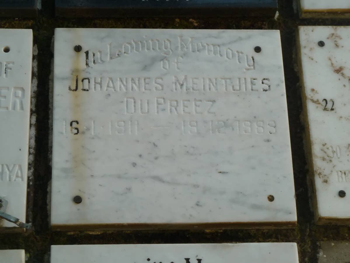 PREEZ Johannes Meintjies, du 1911-1989
