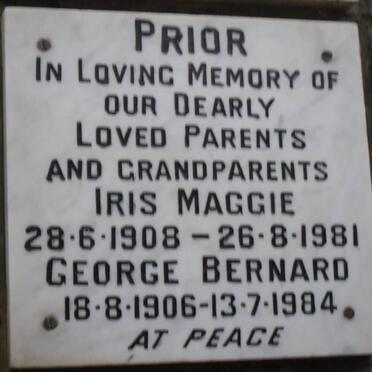 PRIOR George Bernard 1906-1984 &amp; Iris Maggie 1908-1981