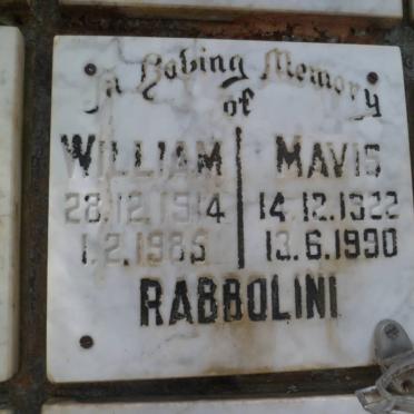 RABBOLINI William 1914-1985 &amp; Mavis 1922-1990