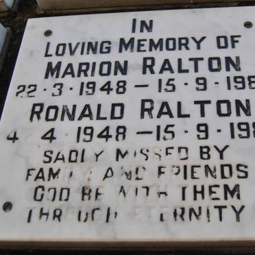 RALTON Ronald 1948-1988 &amp; Marion 1948-1988