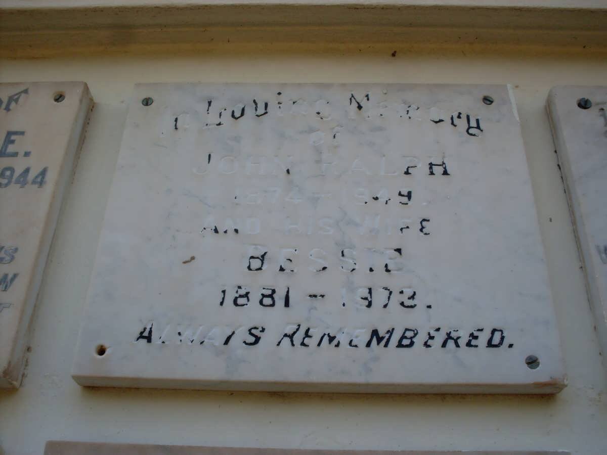 RALPH John 1874-1949 &amp; Bessie 1881-1973