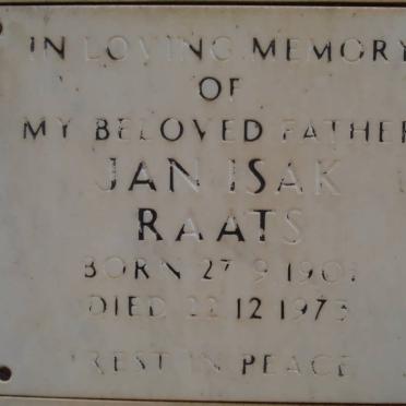 RAATS Jan Isak 1901-1973