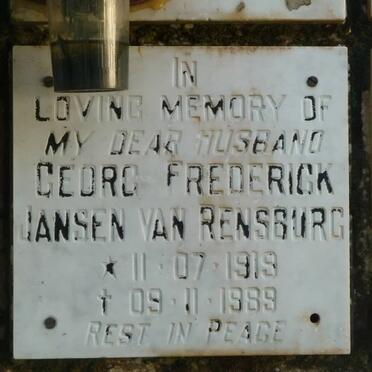 RENSBURG Georg Frederick, Jansen van 1919-1989