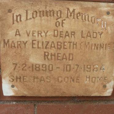 RHEAD Mary Elizabeth 1890-1984