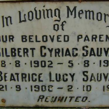 SAUVAGE Gilbert Cyriac 1902-1975 &amp; Beatrice Lucy 1908-1977