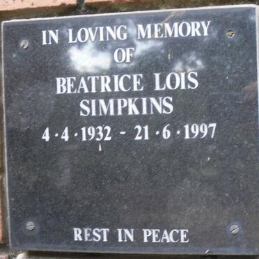 SIMPKINS Beatrice Lois 1932-1997