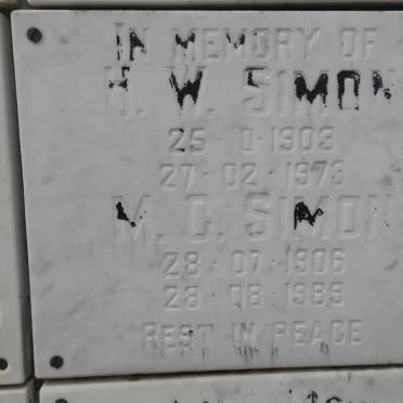 SIMON H.W. 1903-1973 &amp; M.C. 1906-1989